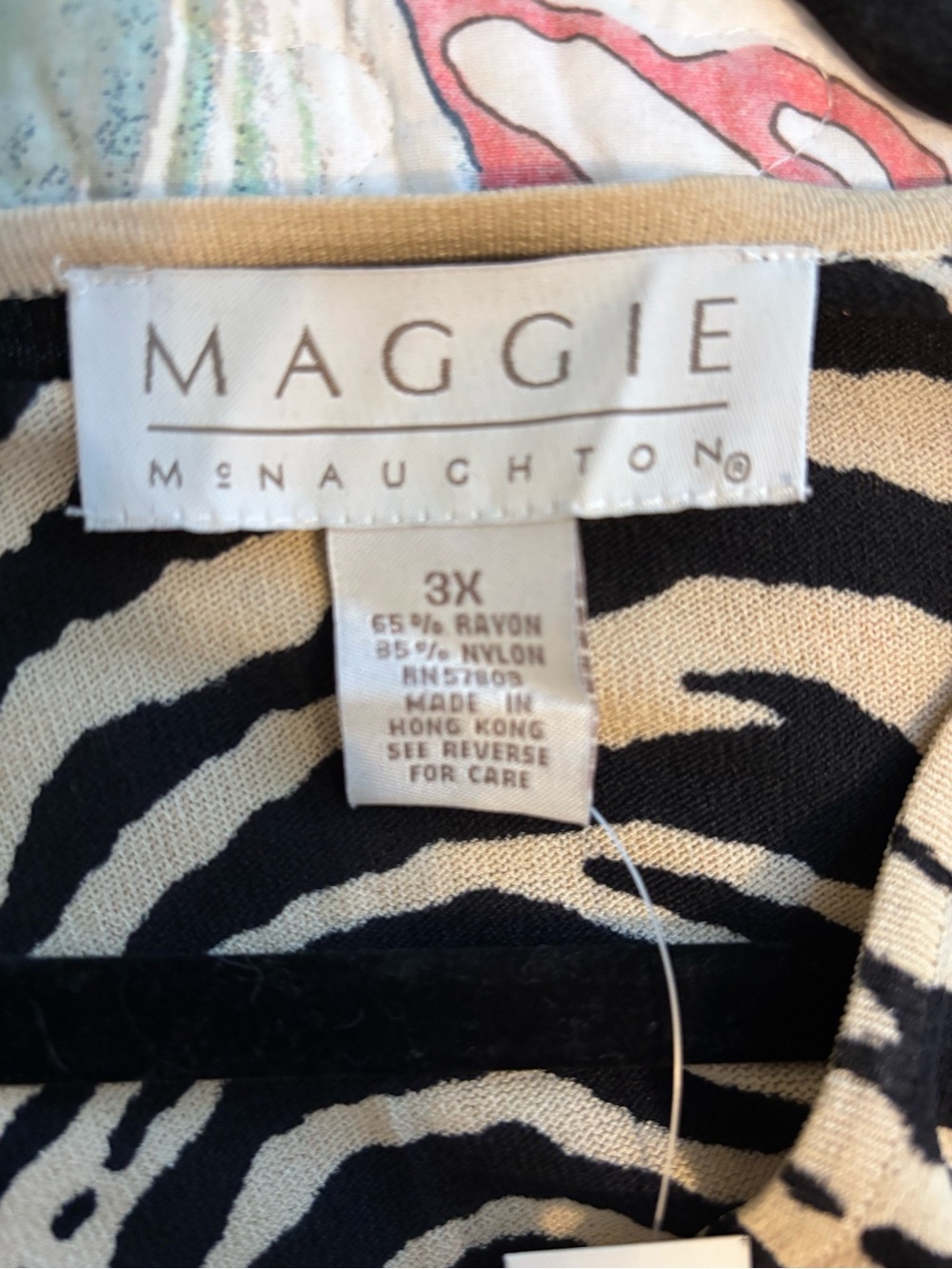 Maggie McNaughton Zebra Print Top in Black & Cream. Stretchy fabric. - Picture 2 of 5
